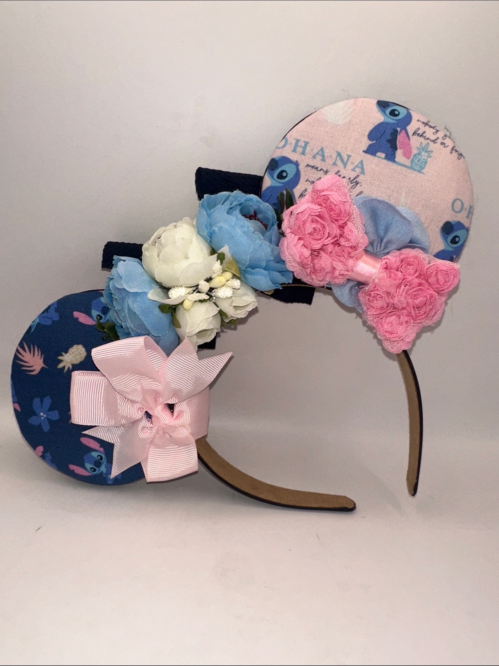 OOAK Stitch Inspired Ohana Minnie Mouse Ears